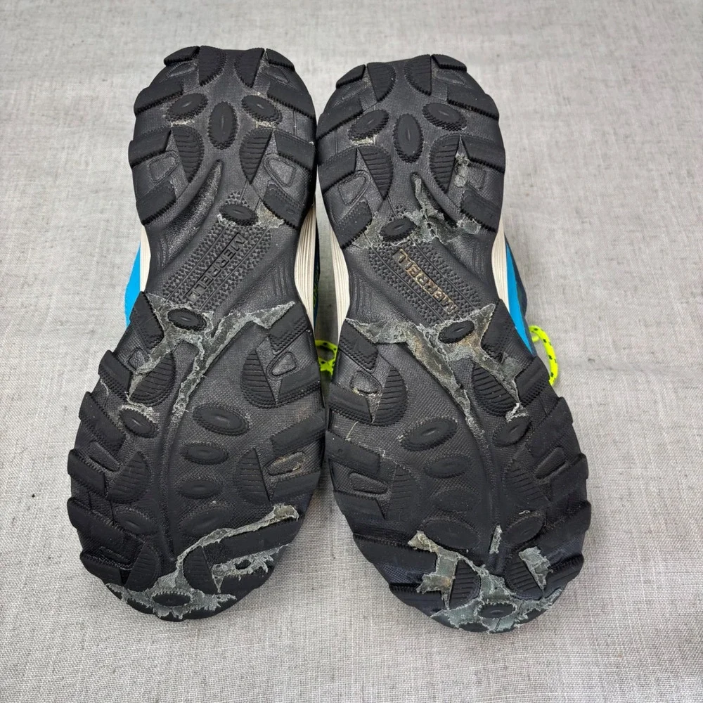 Merrell Kids Moab Speed Mid Waterproof Hiking Shoes Blue Neon Yellow Size 4